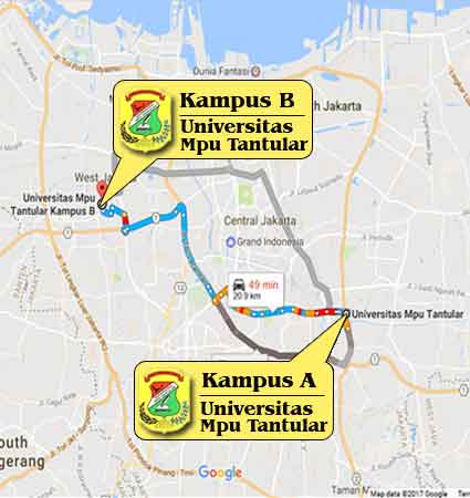 Peta dan Lokasi Universitas Mpu Tantular Jakarta Nomor